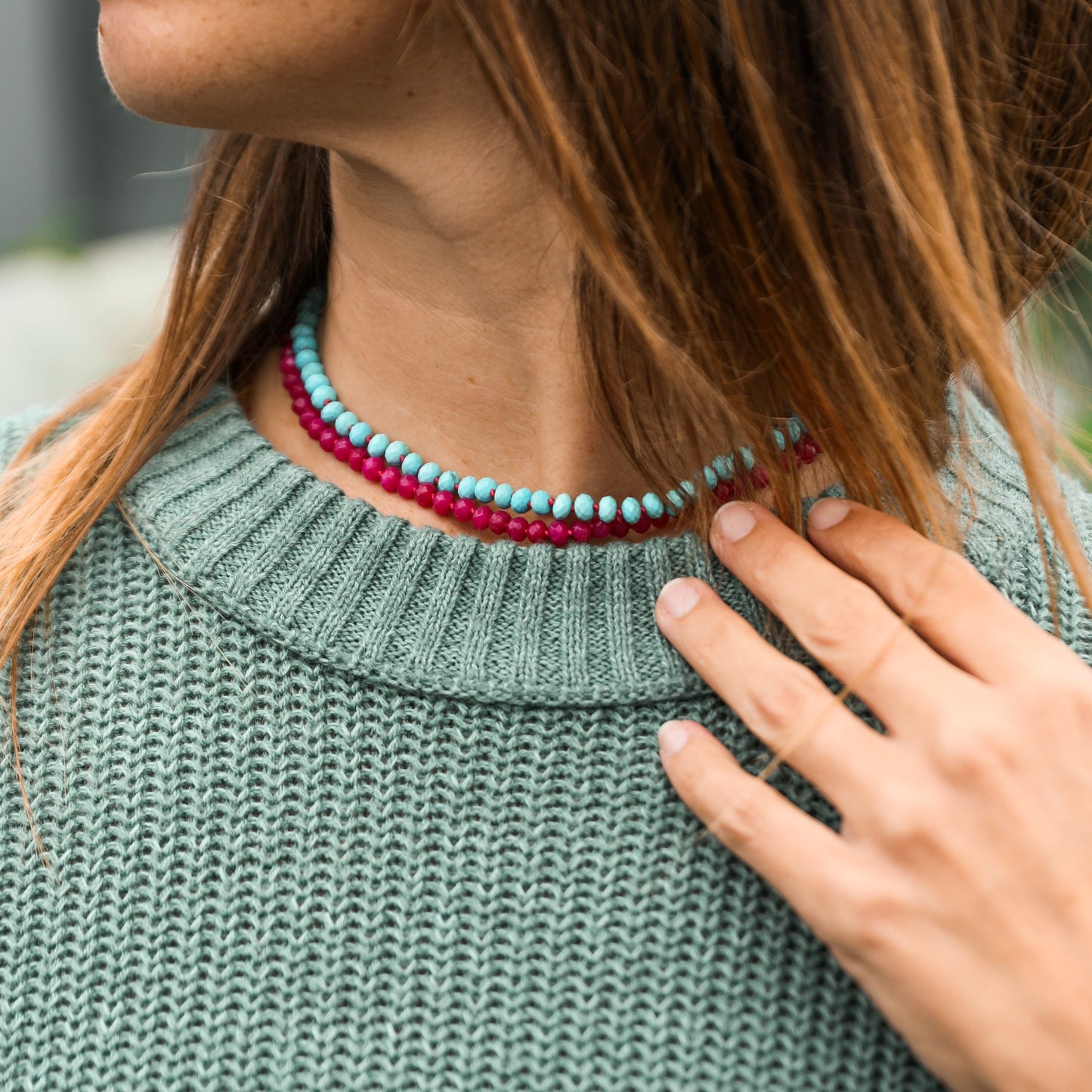 Turquoise + 14k Gold Filled Toggle necklace