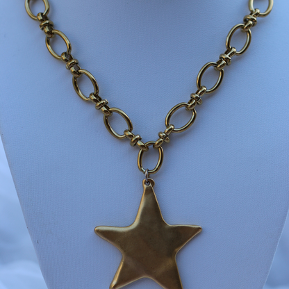Star Pendant Necklace 14K Gold Plated Stainless Steel